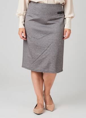 Jupe mi-longue stretch gris GEVANA femme