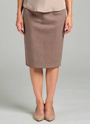 Jupe mi-longue stretch marron GEVANA femme