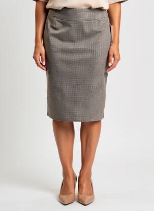 Jupe mi-longue stretch gris GEVANA femme