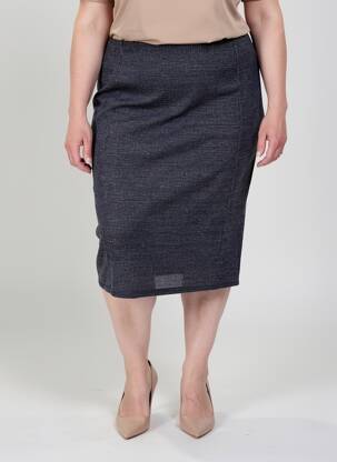 Jupe mi-longue stretch bleu GEVANA femme