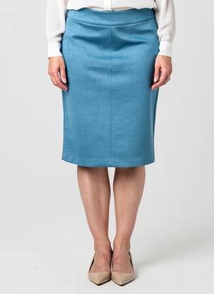 Jupe mi-longue stretch bleu GEVANA femme