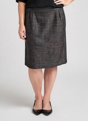 Jupe mi-longue coupe droite noir GEVANA femme