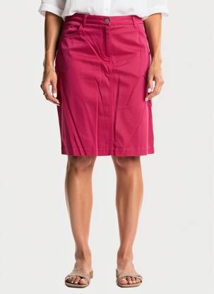 Jupe mi-longue stretch rose GEVANA femme