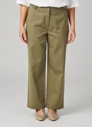 Pantalon droit taille haute taille haute vert GEVANA femme