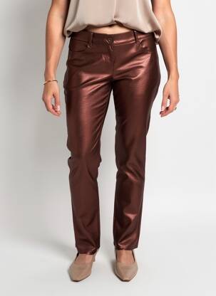 Pantalon slim taille normale taille normale marron GEVANA femme