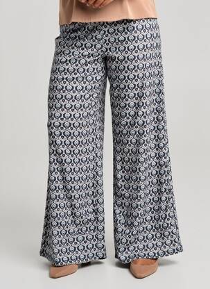 Pantalon large coupe fluide taille normale bleu GEVANA femme