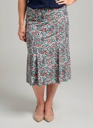 Jupe mi-longue taille normale bleu GEVANA femme
