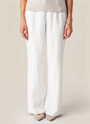 Pantalon droit tissage crêpe taille normale blanc GEVANA femme