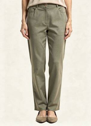 Pantalon slim stretch taille normale vert GEVANA femme