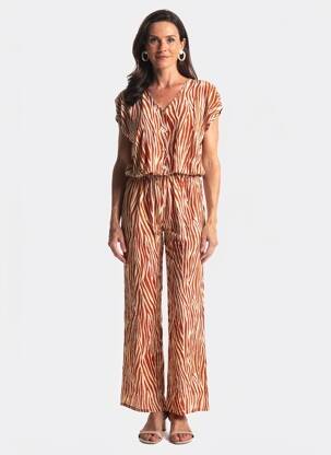 Combi-pantalon fermeture boutonnée sur le devant manches courtes marron GEVANA femme