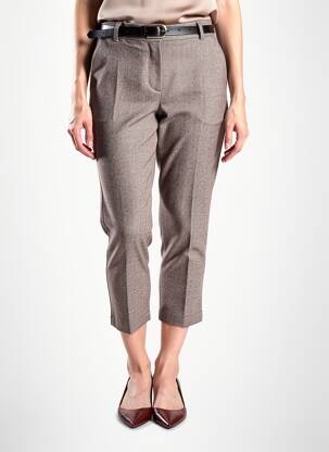 Pantalon 7/8 taille à pinces taille normale marron MODA femme