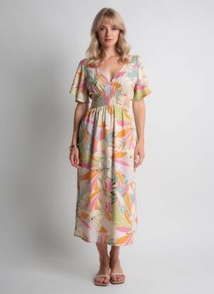 Robe longue manches courtes manches courtes beige RIP CURL femme