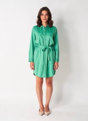 Robe courte manches longues manches longues vert SUN VALLEY femme