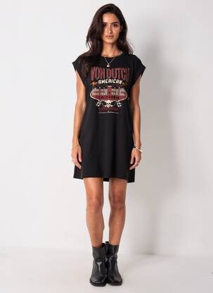 Robe courte manches courtes manches courtes noir VON DUTCH femme