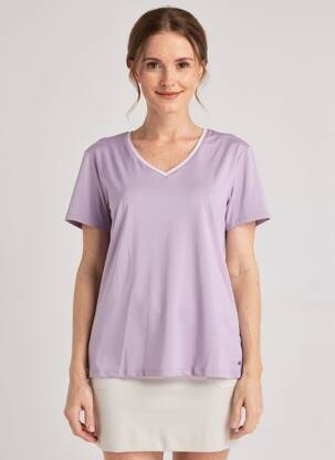 T-shirt col v manches courtes violet LUTHA femme
