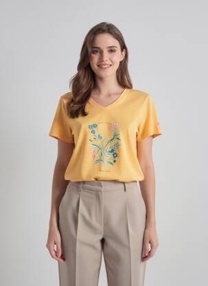 T-shirt col v manches courtes orange MC KINLEY femme