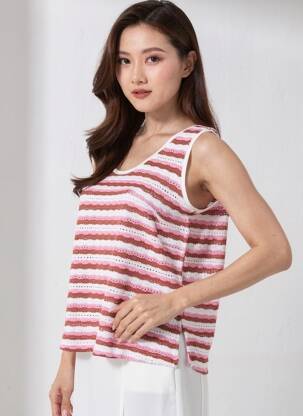 Top stretch sans manche rose SUN VALLEY femme