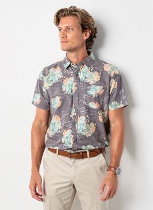 Chemise manches courtes imprimé tie and dye gris RIP CURL homme