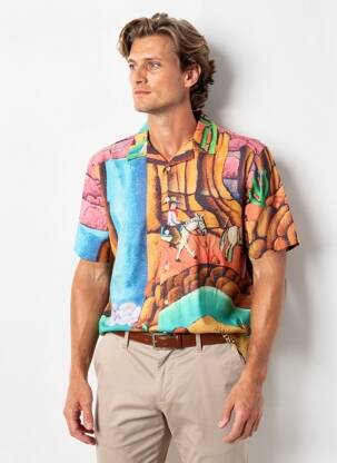 Chemise manches courtes col tailleur orange VOLCOM homme