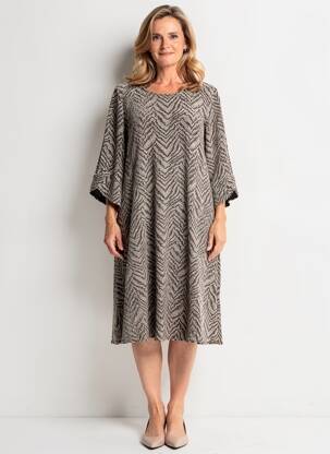 Robe mi-longue coupe fluide manches 3/4 argent GEVANA femme