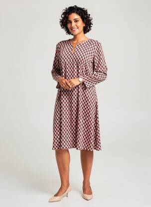 Robe mi-longue manches longues manches longues orange GEVANA femme