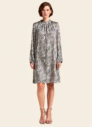 Robe mi-longue coupe fluide manches longues vert GEVANA femme