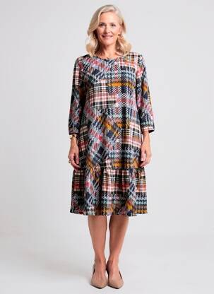 Robe mi-longue manches 3/4 manches 3/4 noir GEVANA femme