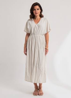 Robe longue manches courtes manches courtes blanc HOD femme