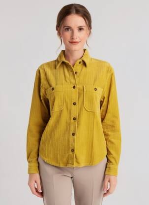 Chemisier coupe cintrée manches longues jaune HOD femme