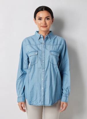 Chemisier coupe cintrée manches longues bleu HOD femme
