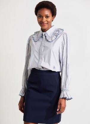 Chemisier coupe droite manches longues bleu HOD femme