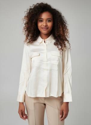 Chemisier coupe cintrée manches longues blanc FIVE femme