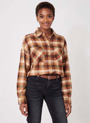 Chemisier coupe cintrée manches longues marron MKT STUDIO femme