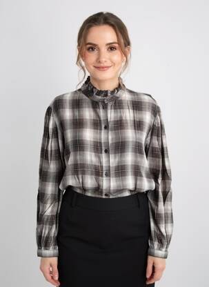 Chemisier coupe cintrée manches longues gris MKT STUDIO femme