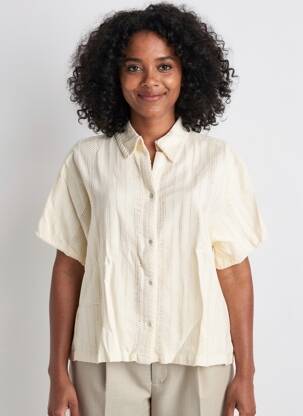 Chemisier coupe droite manches courtes blanc HOD femme