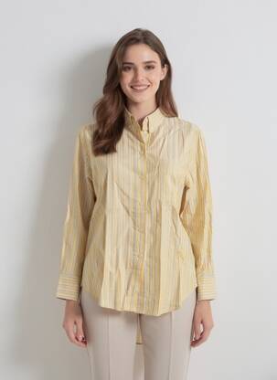 Chemisier coupe droite manches longues jaune BERENICE femme
