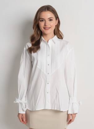 Chemisier coupe cintrée manches longues blanc OPULLENCE femme