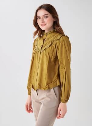 Chemisier coupe cintrée manches longues marron BERENICE femme