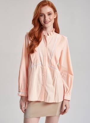 Chemisier coupe cintrée manches longues orange OPULLENCE femme