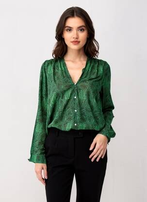 Chemisier coupe cintrée manches longues vert ROSEANNA femme
