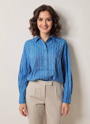 Chemisier coupe cintrée manches longues bleu HOD femme