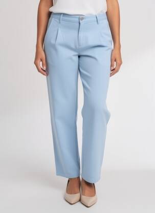 Pantalon droit stretch taille normale bleu HOD femme