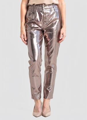 Pantalon slim taille haute taille haute argent HOD femme