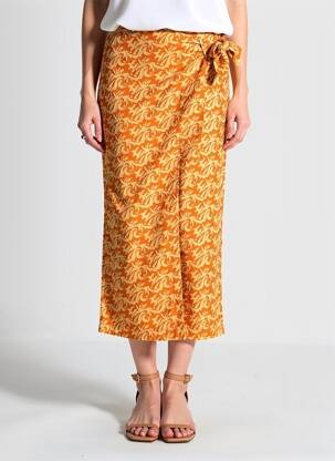 Jupe longue imprimé fantaisie orange HOD femme