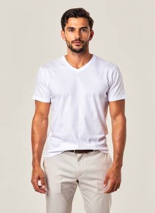 T-shirt stretch manches courtes blanc ATHENA homme