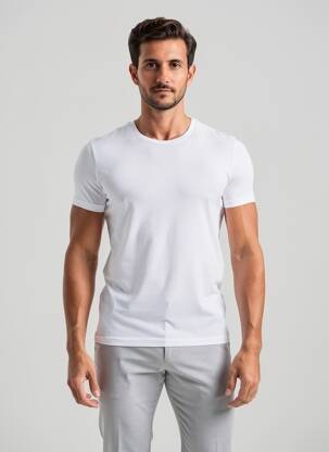 T-shirt coupe cintrée manches courtes blanc HOM homme