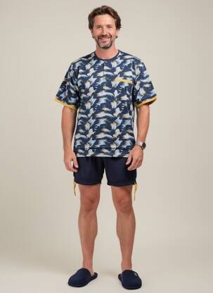 Pyjashort fermeture boutonnée sur le devant bleu CHRISTIAN CANE homme