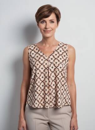 Top stretch sans manche beige GEVANA femme