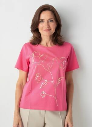 T-shirt sérigraphie manches courtes rose GEVANA femme