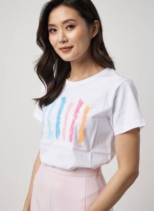 T-shirt sérigraphie manches courtes blanc GEVANA femme